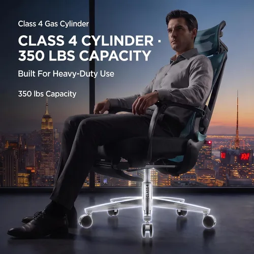 Vista 9 de Silla de oficina ergonómica con reposapiés y masajeador lumbar ajustable, silla de escritorio grande y alta con reposacabezas 5D, silla giratoria