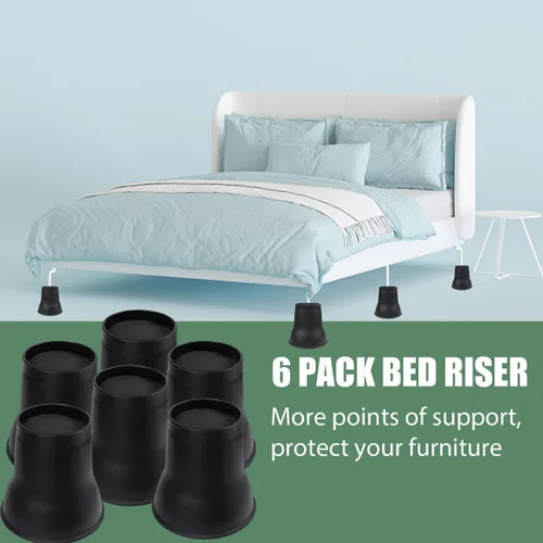 Vista 4 de MYMULIKE Elevadores de cama de 6 pulgadas, paquete de 6 elevadores de muebles de cama resistentes, elevadores de hasta 2200 libras para sofás