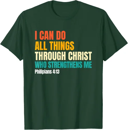 Vista 44 de I Can Do All Things Through Christ Christian Faith Camiseta, Negro, S