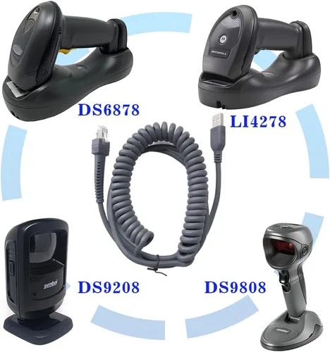 Vista 6 de VOTTAN LS2208-SR LS3408 LS1203 LS4208 DS3408-HD Cable USB a RJ45 USB para escáner de código de barras Symbol Zebra