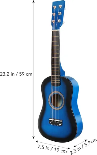 Vista 2 de Guitarra pequeña - Guitarra acústica para niños de 23 pulgadas en azul para aprendizaje de música, perfecta para práctica en casa y entretenimiento