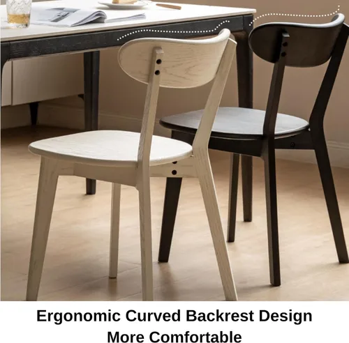 Vista 5 de Silla de comedor de roble macizo para cocina (1, negro) Contoured seat for comfort. Non-slip feet, sturdy wood. Quick assembly. For dining