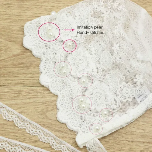 Vista 4 de Gorro de encaje blanco para bebé, gorro de verano para niña recién nacida, Blanco