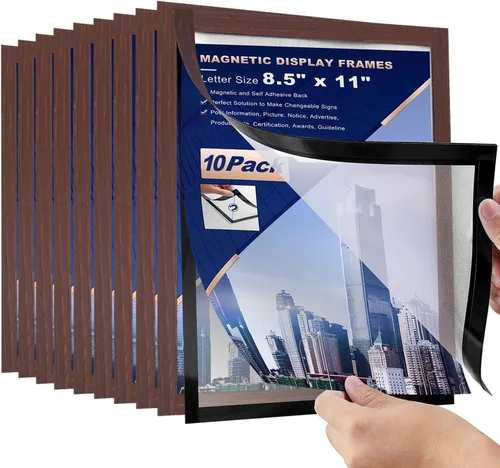 Vista 10 de 4 soportes magnéticos, para letras de 8.5 x 11 pulgadas, soporte magnético de PVC resistente, marco magnético de póster de fotos, puede Negro
