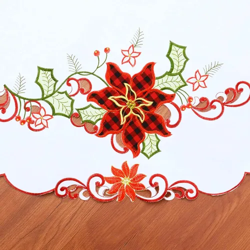 Vista 3 de Grelucgo Mantel de comedor redondo bordado de Navidad (redondo de 70 pulgadas)