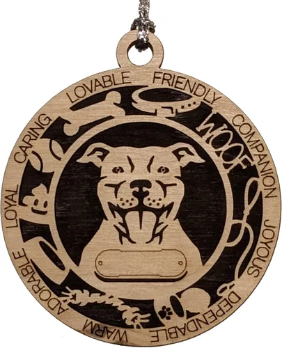 Vista 34 de Adorno de Navidad personalizado para perro Cavalier King Charles Spaniel, redondo de 3 pulgadas, madera cortada con láser de 2 capas, nombre y texto