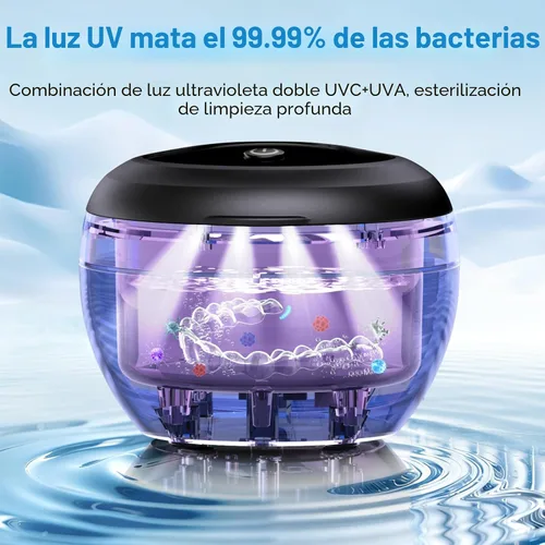 Vista 3 de Máquina limpiadora ultrasónica mejorada de retenedores, limpiador ultrasónico de dentaduras postizas de 48 kHz para protectores bucales, aparatos