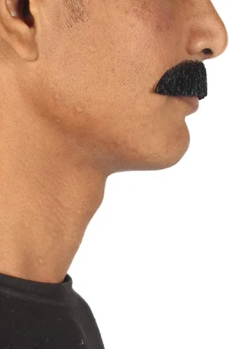 Vista 4 de HPO Cepillo de pintor para hombre adulto Ron Borgoña bigote, color negro, novedad falso pelo facial, accesorio de disfraz para adultos