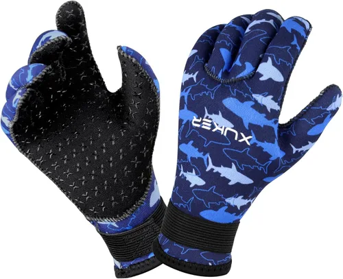 Vista 6 de XUKER Guantes de neopreno para niños de 0.118 pulgadas (0.118 in), calor térmico para buceo, buceo, esnórquel, kayak y natación, guantes de deportes