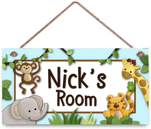 Vista 15 de Letrero para habitación de niños, helicóptero, azul, naranja, verde lima, para niños, letrero personalizado para puerta, dormitorio, guardería