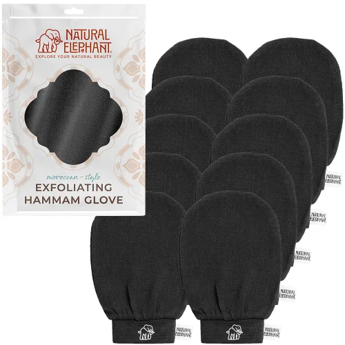 Vista 13 de Natural Elephant Guantes exfoliantes para hammam, guantes exfoliantes faciales y corporales, paquetes de 5 y 10