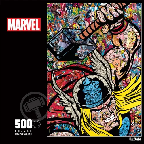 Vista 3 de Buffalo Games - Marvel - Thor Collage - Rompecabezas de 500 piezas para adultos - Rompecabezas desafiante perfecto para noches de juego - El