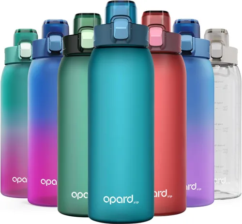 Vista 19 de Opard Botella de agua de plástico de 30 onzas apta para lavavajillas, tapa abatible a prueba de fugas, Tritan sin BPA, botella de agua deportiva