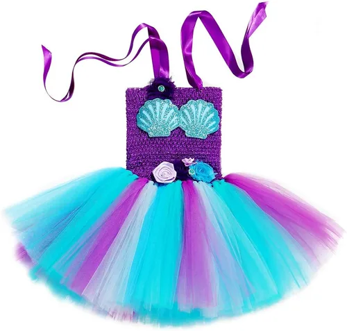 Vista 2 de JerrisApparel Vestido de sirena para niñas con diadema