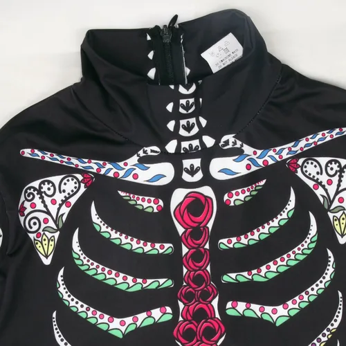 Vista 5 de Honeystore - Monos para disfraz de esqueleto para mujer, para Halloween, malla entera, leotardo, para cosplay.