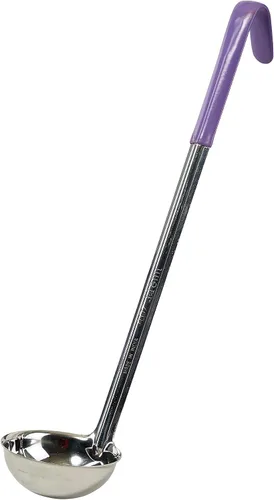 Vista 33 de Winco Cucharón de plástico de doble boquilla de una pieza, 1 onza, 13 pulgadas, cola roja