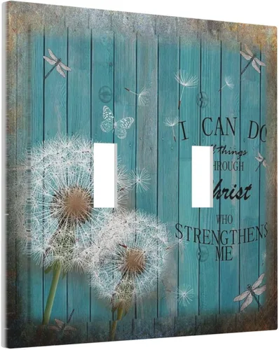 Vista 61 de Cubiertas Decorativas para Placas de Interruptor Diente de León Azul Rústico Citas Inspiradoras Casa de Campo Tablón de Madera Gris 1 Gang Cubierta