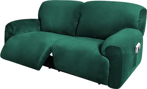 Vista 9 de ULTICOR Funda para sofá biplaza reclinable, extra ancha de 70 a 92 pulgadas, fundas de sofá reclinable elásticas de terciopelo de 6 piezas, funda