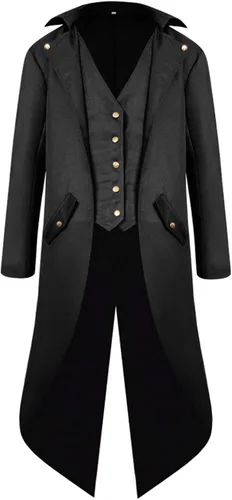 Vista 2 de BITSEACOCO Chaqueta medieval para niños, disfraz de Halloween, gótico, steampunk, vintage, victoriano, uniforme