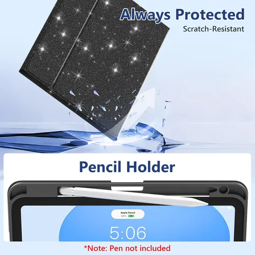 Vista 8 de FUWANG for iPad A16 11th 10th Generation Case with Keyboard - Detachable Backlit Glitter Folio Keyboard with Pencil Holder for iPad A16 11th Gen