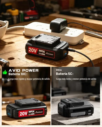 Vista 7 de AVID POWER Juego de taladro inalámbrico de litio de 20 V Max, kit de taladro eléctrico con batería y cargador, portabrocas sin llave de 3/8 1-rojo