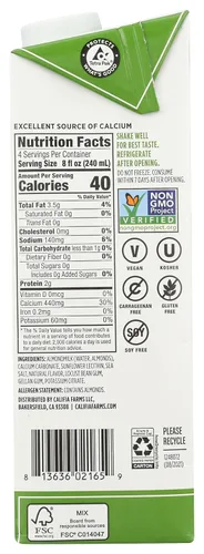 Vista 2 de Leche de almendras Califia sin azúcar 32 FO