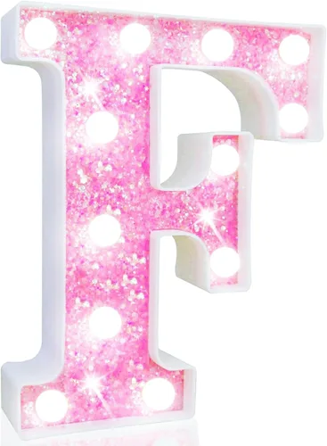 Vista 14 de Pooqla Luces de números de marquesina, números de luz rosa para niñas de 10.º cumpleaños, funciona con pilas, luz nocturna de número con purpurina