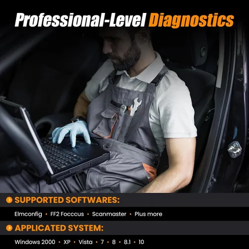 Vista 4 de ELMconfig ELM327 OBD2 Adaptador USB para Windows, herramienta de codificación de diagnóstico de escáner OBD2 con interruptor MS-CAN/HS-CAN