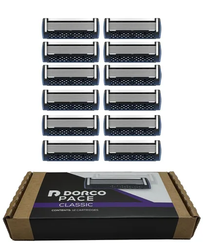 Vista 7 de DORCO Pace Classic - Sistema de maquinilla de afeitar de siete cuchillas con cabezal giratorio y mango premium, paquete de 9 (1 mango + 9 cartuchos)