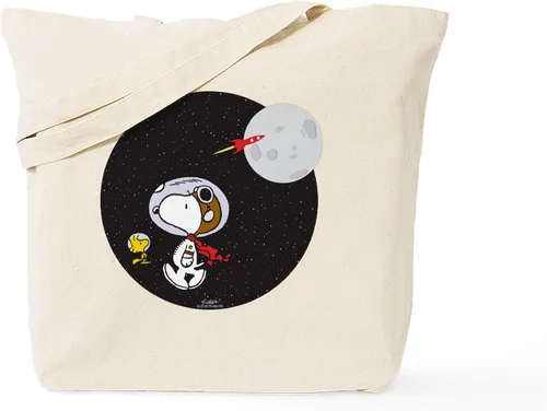 Vista 10 de CafePress Peanuts Snoopy Reusable Beige Canvas Tote Shopping Bag