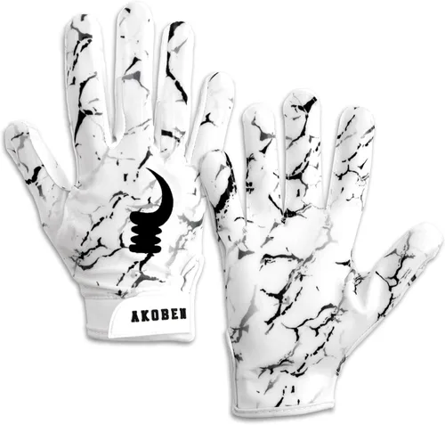 Vista 8 de AKOBEN Guantes de fútbol Guantes negros de fútbol Guantes de fútbol blancos Equipo de fútbol Guantes de fútbol para hombre Guantes