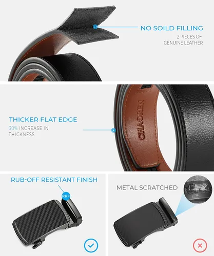 Vista 7 de CHAOREN Cinturón para hombre de cuero con trinquete - Ajuste personalizable, estilo sin esfuerzo (35 mm)