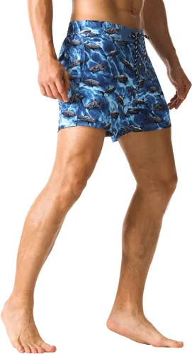 Vista 2 de Nonwe Shorts de baño suaves de secado rápido para hombre, ajuste relajado, con dibujo