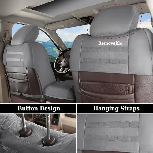 Vista 25 de Coverado Chevy Silverado - Juego completo de fundas de asiento de lona impermeables, apto para Silverado GMC Sierra 2007-2013 y 2019-2025 1500 Negro