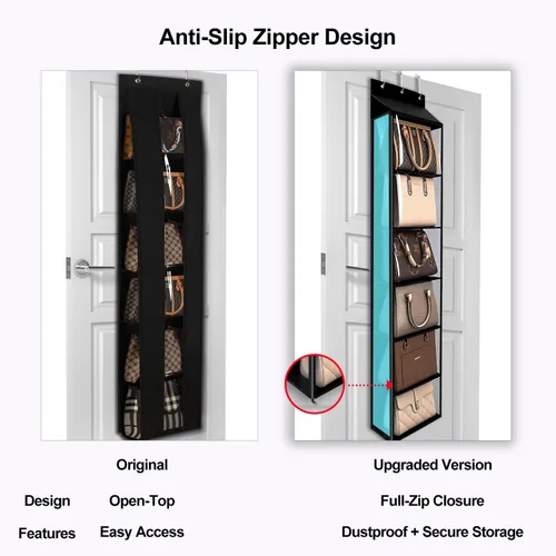 Vista 4 de Lirex Organizador de bolso para colgar sobre la puerta y estante para el armario, organizador de almacenamiento de bolsos con colgador para bolsos.