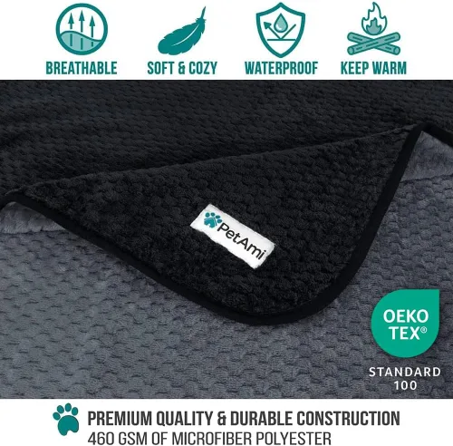Vista 3 de PetAmi Manta impermeable para perro, manta a prueba de fugas para perros pequeños y medianos, protector de sofá y muebles, manta de forro polar