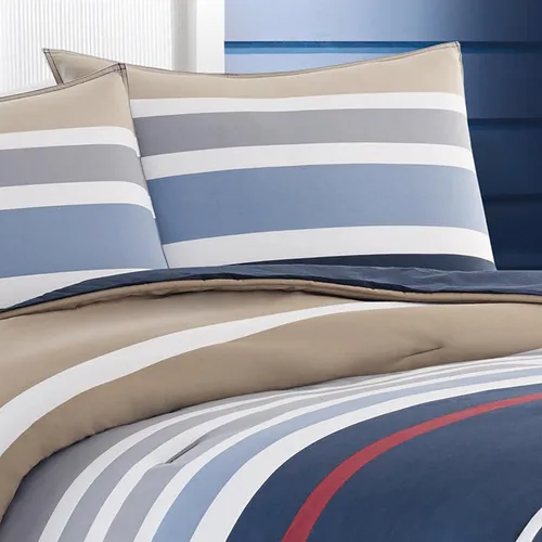 Vista 8 de Nautica - Juego de funda de edredón tamaño individual, ropa de cama reversible de algodón con cierre de botón, decoración informal para el hogar