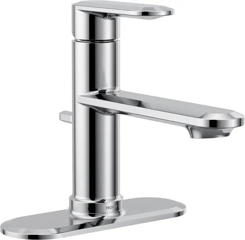 Vista 3 de Moen Greenfield 6504 - Grifo de lavabo de baño cromado con un solo agujero, cromado