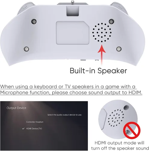 Vista 6 de Teclado de control inalámbrico para PS5, Bluetooth 3.0 Mini Gamepad portátil Chatpad con altavoz integrado y conector de audio de 0.138in