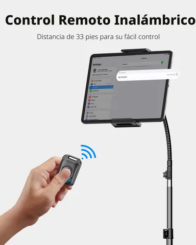Vista 6 de Weilisi Soporte de trípode resistente para tableta de 82 pulgadas de alto, soporte de suelo con control remoto y cuello de cisne ajustable