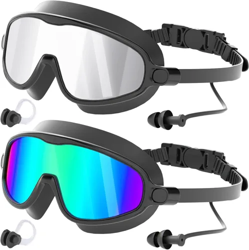 Vista 8 de COOLOO Paquete de 2 gafas de natación de visión amplia, sin fugas, antivaho y anti rayos UV para adultos, para hombres, mujeres y jóvenes