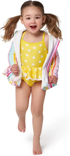 Vista 3 de Gerber Cubierta para traje de baño con capucha y cremallera para bebés y niñas pequeñas, Rosado