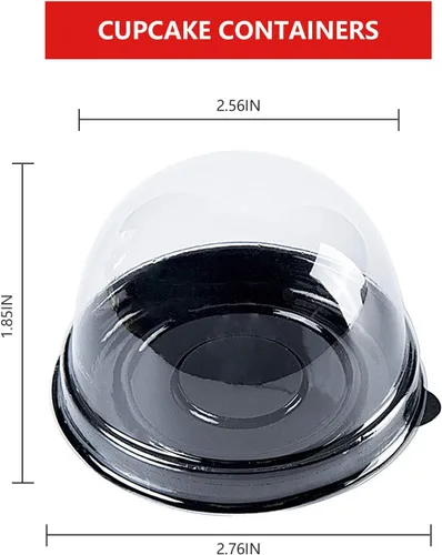Vista 6 de Mini contenedor de plástico transparente para cupcakes, cajas para cupcakes, cajas para cupcakes, cápsulas para magdalenas, cúpula profunda