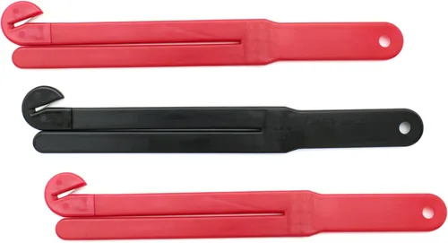 Vista 7 de Abridor de bolsas de alimentos con hoja de acero inoxidable y exprimidor para cocinas (1 negro, 2 rojo (paquete de 3) con 3 ventosas y 3 cadenas)
