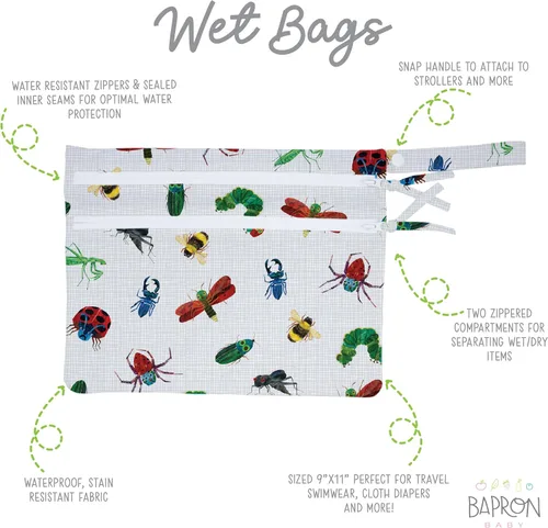 Vista 2 de BapronBaby Eric Carle Bug World - Bolsa húmeda y seca para bebé, gimnasio