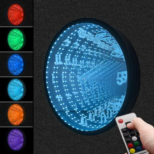 Vista 5 de The Geeky Days Accesorios para tienda de sexo, espejo infinito interestelar, reloj de pared luminoso, erótico, íntimo, juego de rol, herramientas