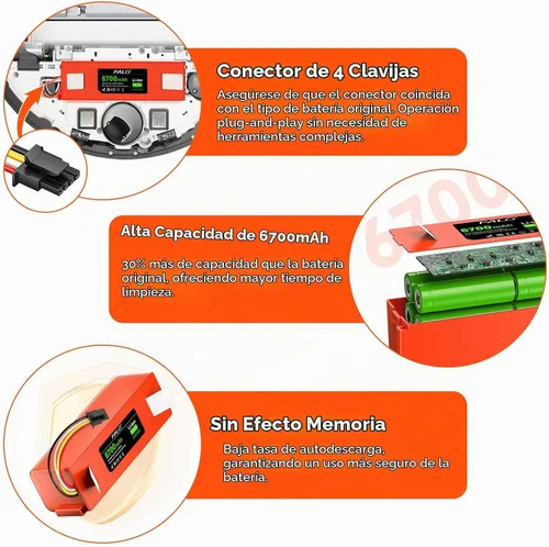 Vista 3 de Para Roborock S7 MaxV Ultra Batería para Xiaomi Roborock S4 S5 S6 S7 MaxV/MaxV Ultra/Pure, S50 S51 S55 Q5 Q5+ Q7 Brr-2p4s-5200s E4 E5 E20 E25 Max