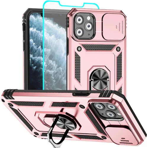 Vista 14 de Funda para iPhone 12/12 Pro, grado militar, anillo a prueba de golpes, verde militar