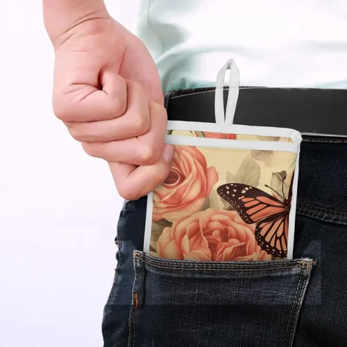 Vista 3 de Belidome Mariposa Floral Reutilizable Bolsa de Comestibles Lavable Plegable Bolsa de Hombro con Bolsa Butterfly Floral
