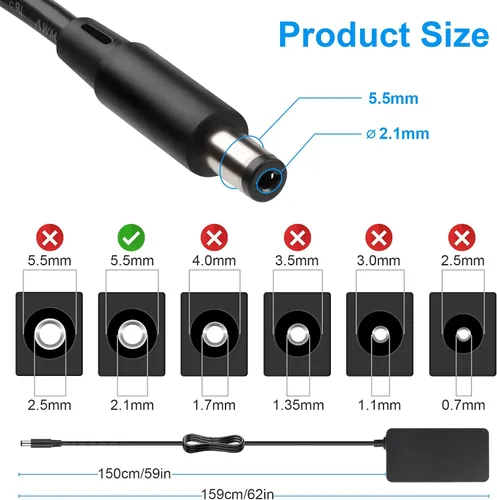 Vista 5 de Adaptador de fuente de alimentación de 12 V, transformador de fuente de alimentación de 100 V-240 V CA a 12 V 5 A con conector convertidor LED